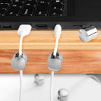 3 Sets Charger Holders for Cords, Silver Adjustable Cable Anchor Holders, Adhesive Metal Cord Clips, Cable Management Wire Organizers for Desk, Office, Nightstand