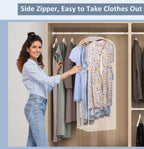 Sleeping Lamb 10" Gussetes Clear Garment Bags for Hanging Clothes Storage 50" Dress Bags for Closet Storage Coat Cover for Suits, Sweater, Jacket(3 Packs)