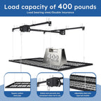 Montary 5x9 FT Overhead Garage Storage Rack for 10-12 FT Ceiling, Adjustable Ceiling Lifting Storage Rack with Safety Lock, 400LBS Capacity All-Steel Construction Heavy-Duty Garage Organizer Rack