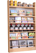 Wooden Kids Bookshelf, Wall Mount 6-Tier Behind The Door Shelf, Organizer for Toys and Books, Space-Saving Wall Mount Narrow Book Shelf