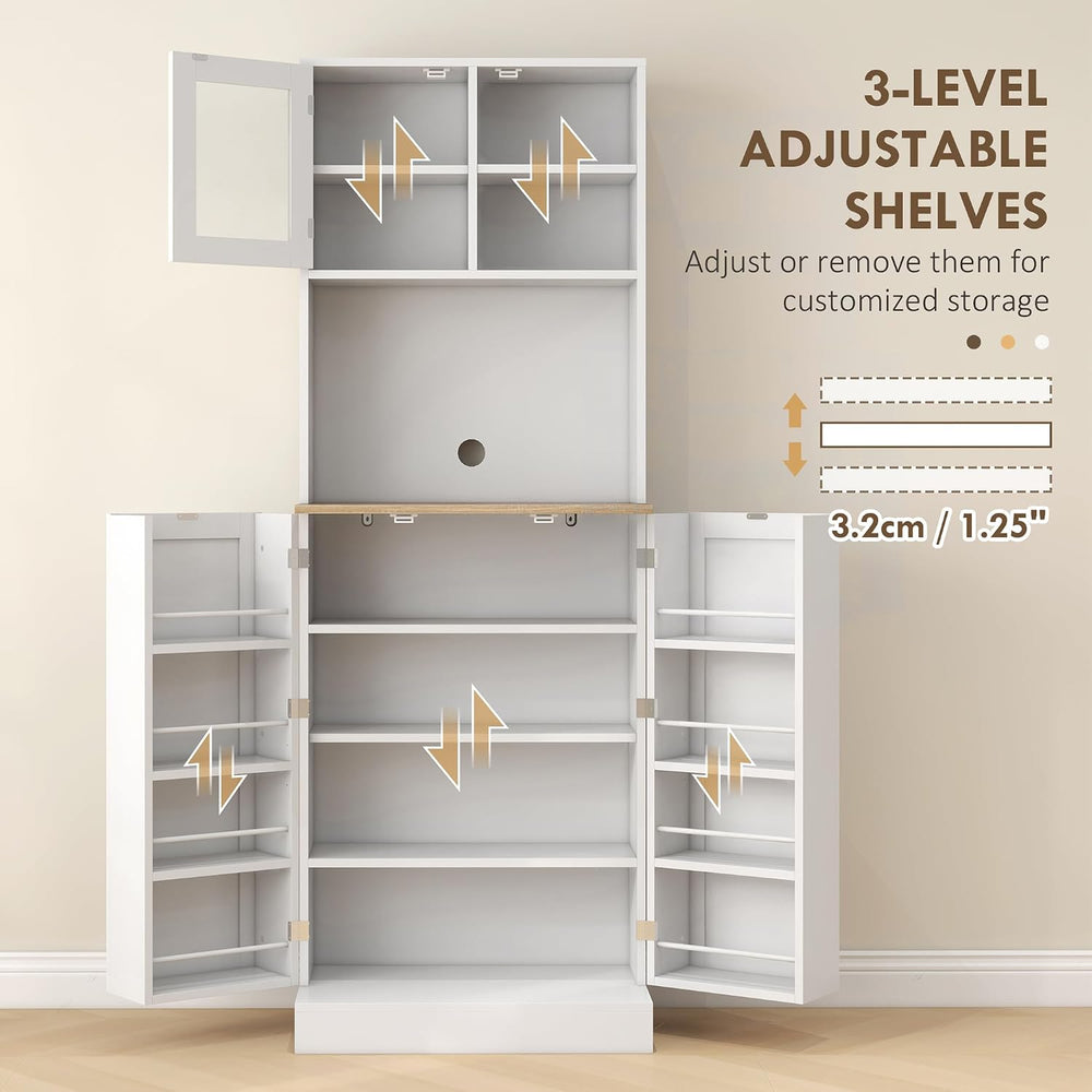 66.5" Pantry Cabinet with Microwave Stand,Freestanding Kitchen Storage C...