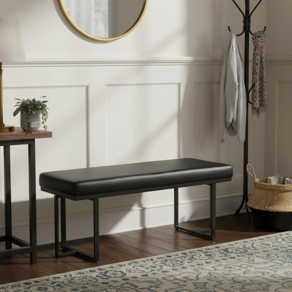 Hyfirm 45" Faux Leather Entryway Bench, Upholstered End of Bed Bench Ott...