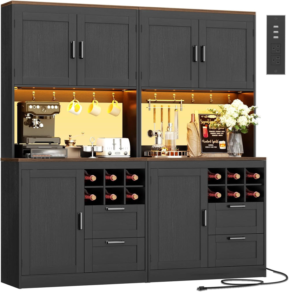 Unikito 72" Tall Pantry Cabinet, Kitchen Pantry Storage Cabinet with LED...