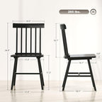 HOMCOM Windsor Dining Chairs Set of 4, Farmhouse Wooden Kitchen Chairs with Rubber Wood Frame and Spindle Backrest for Dining Room, Living Room, Black