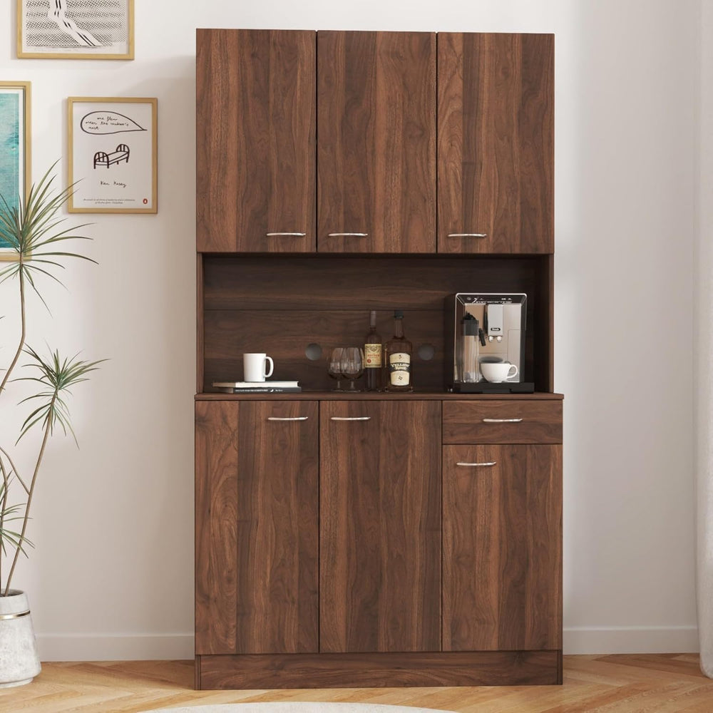 KEIKI 70.87" Tall Kitchen Pantry Storage Cabinet with Countertop, 6-Door...
