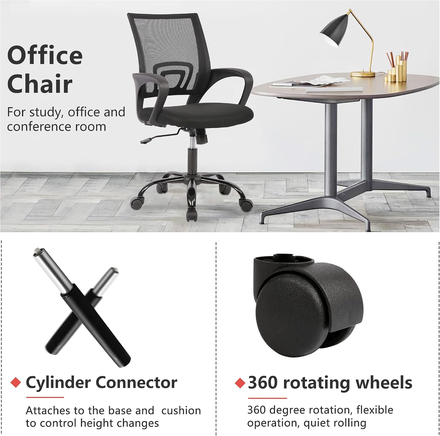 PayLessHere Office Computer Chair Ergonomic Cheap Desk Chair Adjustable Comfortable Mid Back Task Rolling Swivel with Lumbar Support for Home Office (Pack of 1, Black)