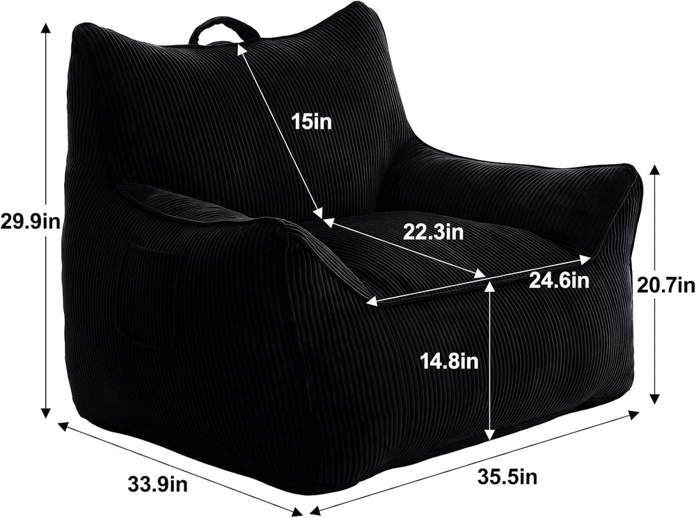 Vipbear Bean Bag Chair for Adults, Chair with Memory Foam | 35.5" Cordur...