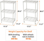 SINGAYE 3 Small Shelves Storage Shelf Wire Shelving Unit Metal Shelf Adjustable Organizers Storage Shelving with Wheels for Bathroom Laundry Room Kitchen Pantry