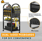 Warome Power Tool Organizer for Garage,Heavy Duty Tools Holder Storage Rack On Wheels,Floor Standing Rolling Power Tool Cart for Storage and Organization，Father/Husband/Boyfriend/Men/Dad Gift