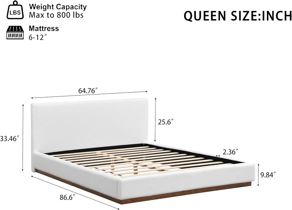 Christopher Knight Home Bettine Modern Boucle Queen Size Bed Frame with Headb...