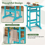 Giantex 42" Height Outdoor Tall Bar Table, HDPE Square Pub Table with Wood Grains, Cocktail High Top Tables for Adirondack Chairs, Patio, Bistro, Garden, Poolside, Yard, Balcony, Turquoise