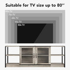 IDEALHOUSE Farmhouse TV Stand for 75/80 inches TVs, Entertainment Center with Storage Cabinet, Industrial Media Console Cabinet Table, Living Room Media Furniture, Grey