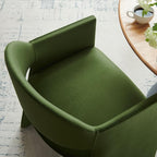 Modway Talia Performance Velvet Dining Armchair in Moss Green - Modern Curved Dining Chair with Open-Back - Stain-Resistant Velvet Barrel Chair - Living Room Accent Chair with Arms