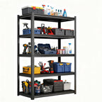 Storage Shelves, Garage Metal Shelving Unit, Adjustable, Double-Layer Column with Reinforced Ribs, Heavy-Duty, Capable of Bearing 600-3600 lbs (Balck, 63 * 39 * 20, 5-Tier)
