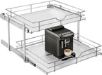 WelFurGeer 2-Tier Kitchen Cabinet Pullout Shelf and Drawer Organizer, Soft Close Pantry Pull Out Shelves, Heavy Duty Pull Out Cabinet Organizer with Shelf Liner for Kitchen Cabinets, Pantry Storage