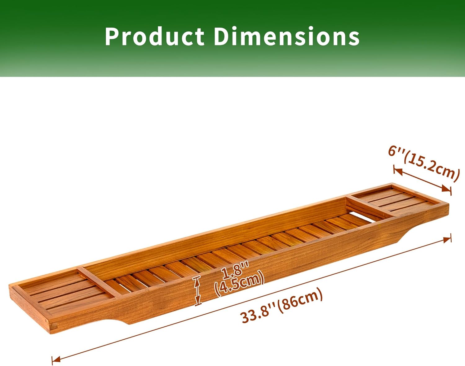 VaeFae Teak Bathtub Tray, Wooden Bath Caddy for Bathtub, Bath Tub Wood Table for Tub