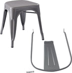Amazon Basics Metal Dining Chairs, Easy to Assemble, Indoor/Outdoor, Stackable, 330-Pound Capacity, Dark Gray, 4-Pack, 20.1 x 17.1 x 33.5 inches