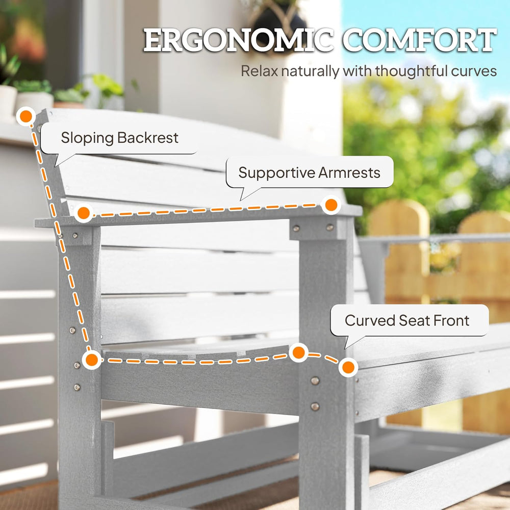 Outsunny 2-Person Outdoor Glider Bench HDPE Weather Resistant White | Patio D...
