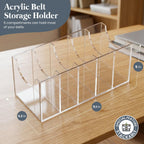 Acrylic Belt Organizer for Closet with Removable Dividers- 2 Wall Hooks for Hanging Towel- 5 Compartments & Handles Drawer Organization and Storage for Purse, Underwear, Socks & Ties (3 Pcs)