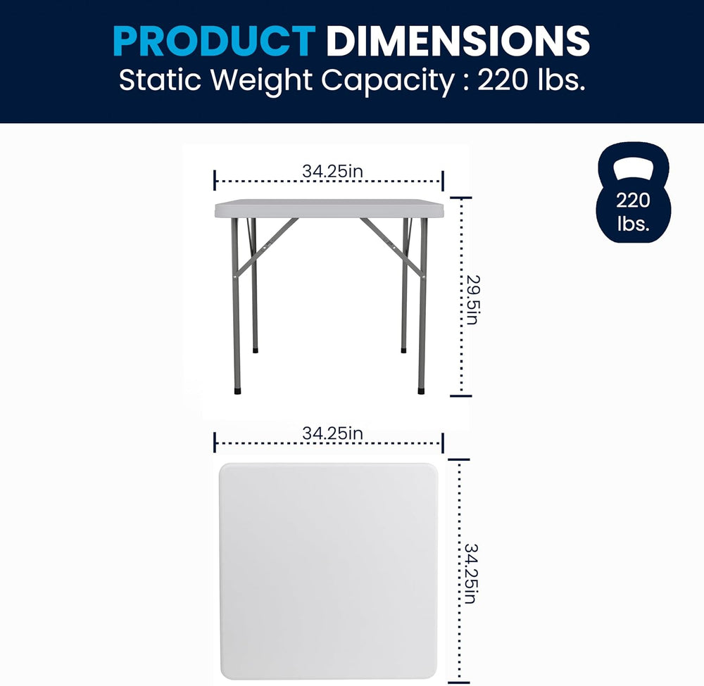 Flash Furniture Elon Square Plastic Folding Table, Portable Dining Card Table...