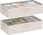 Under Bed Storage Bins Frame Storage Box Oxford Fabric Sturdy Underbed Container Foldable Stackable Large Capacity Clothes Organizer