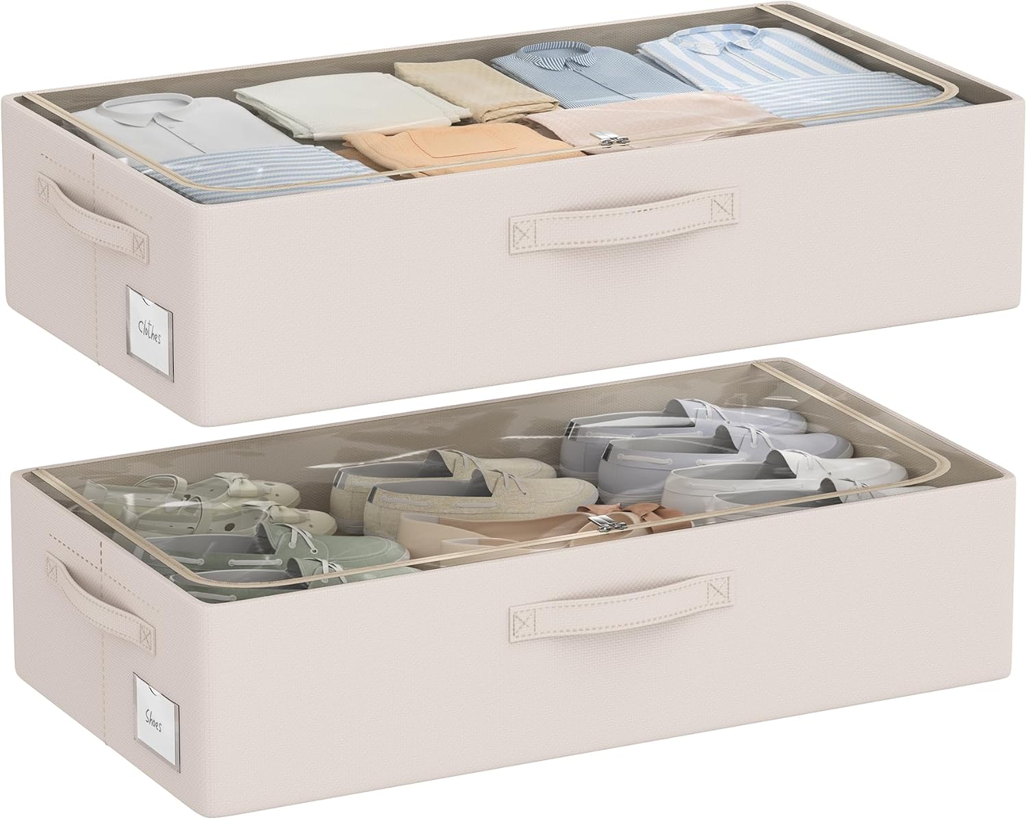 Under Bed Storage Bins Frame Storage Box Oxford Fabric Sturdy Underbed Container Foldable Stackable Large Capacity Clothes Organizer