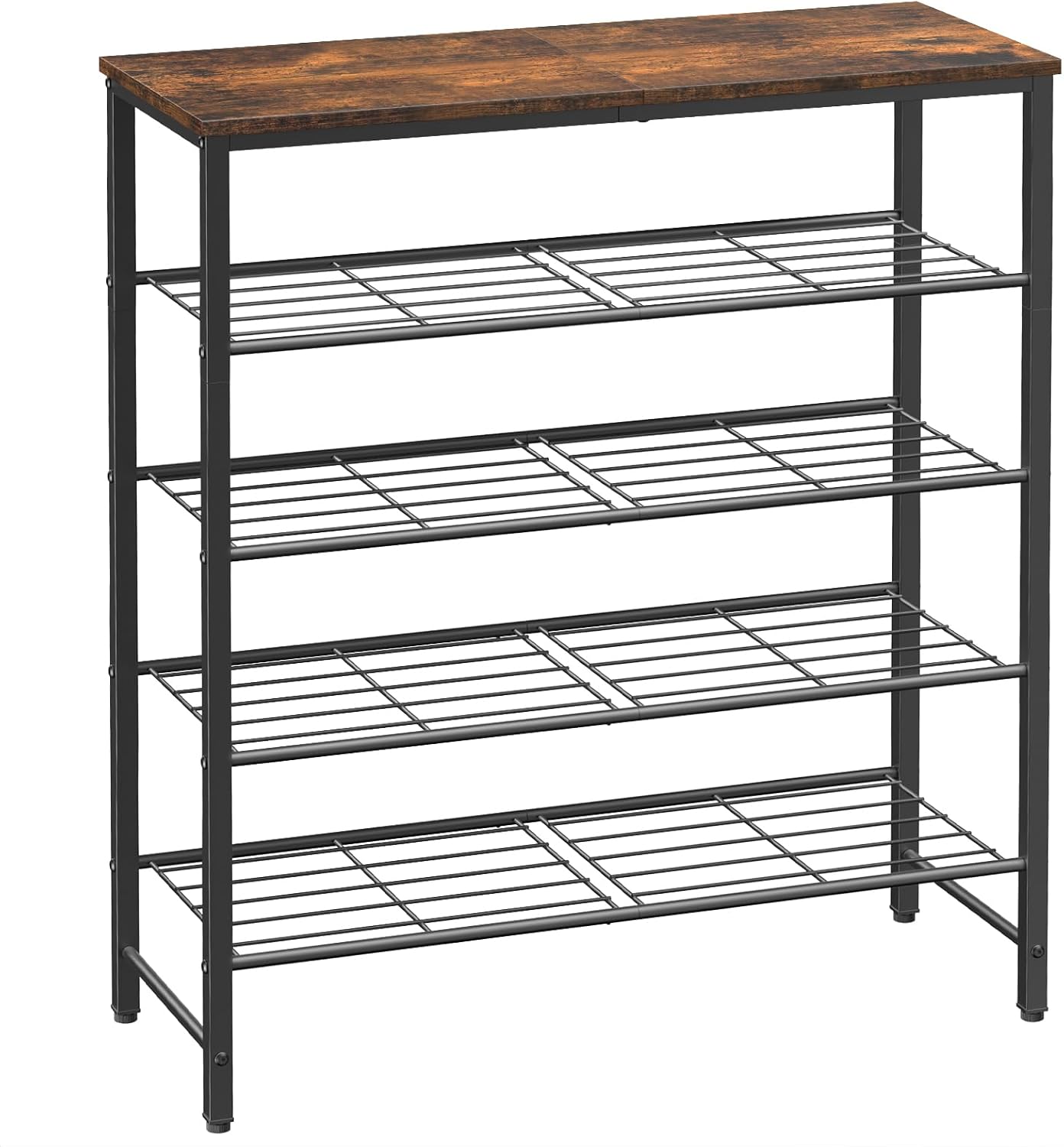Kitsure Shoe Rack for Closet, Shoe Storage, 29.5" Wide - 5 Tier, Brown | Space-Saving Shoe Organizer with Leveling Feet, Sturdy & Rust-Proof Wooden Shoe Rack for Entryway, Bedroom, Living Room