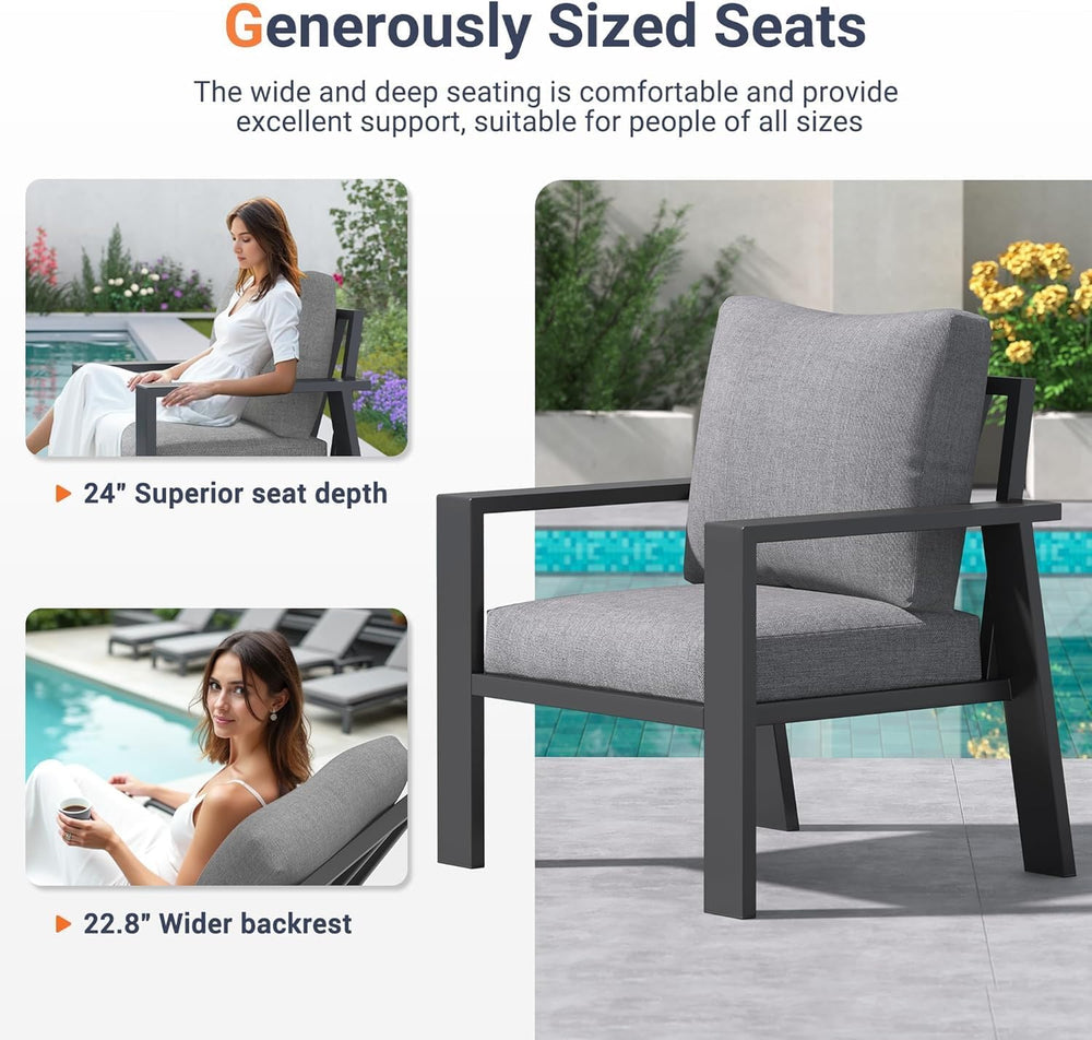 UDPATIO Aluminum Patio Furniture Set Outdoor, Sectional Metal 4 Pieces Conver...
