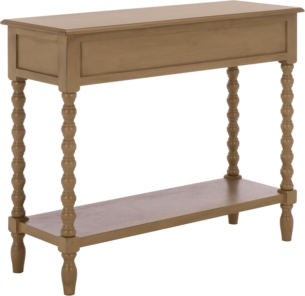 SAFAVIEH Furniture - Athena 2-Drawer Console Table - Desert Brown - Solid Wood - Farmhouse Classic Design - Ideal for Entryway, Living Room, Hallway, 35.5" W x 13" D x 29.5" H (CNS5702F)