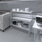 Stainless Steel Work Table with Wide Single Tier Overshelf | Metal Kitchen Prep Table & Shelving Combo (18" x 60" Work Table + 12" Overshelf)