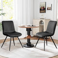 Modern Dining Chairs Set of 2, Dining Chairs with Thick Cushions, PU Leather Upholstered Kitchen Dining Room Chairs with Metal Legs for Dining Living Room (Black)