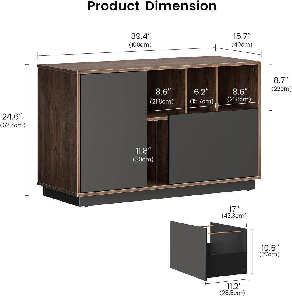 ModernMate 39" File Cabinet with Drawer, Office Storage Cabinet with Doo...
