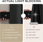 Joydeco Blackout Curtains for Bedroom - 63 Inch Long 100% Light Blocking 2 Panels Set Black Drapes, Thermal Insulated Room Darkening Curtains, Linen Textured for Living Room, Rod Pocket & Back Tabs