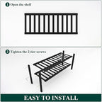 Smiry Shoe Rack, 2 Tier Bamboo Shoe Organizer, Stackable Free Standing Wooden Shoe Storage Shelf for Closet, Entryway, Front Door Entrance, Black