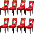 Christmas Chair Covers, Stretch Dining Room Chair Covers Set of 8, Christmas Decoration/Home Decor Chair Protector Slipcovers