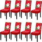 Christmas Chair Covers, Stretch Dining Room Chair Covers Set of 8, Christmas Decoration/Home Decor Chair Protector Slipcovers