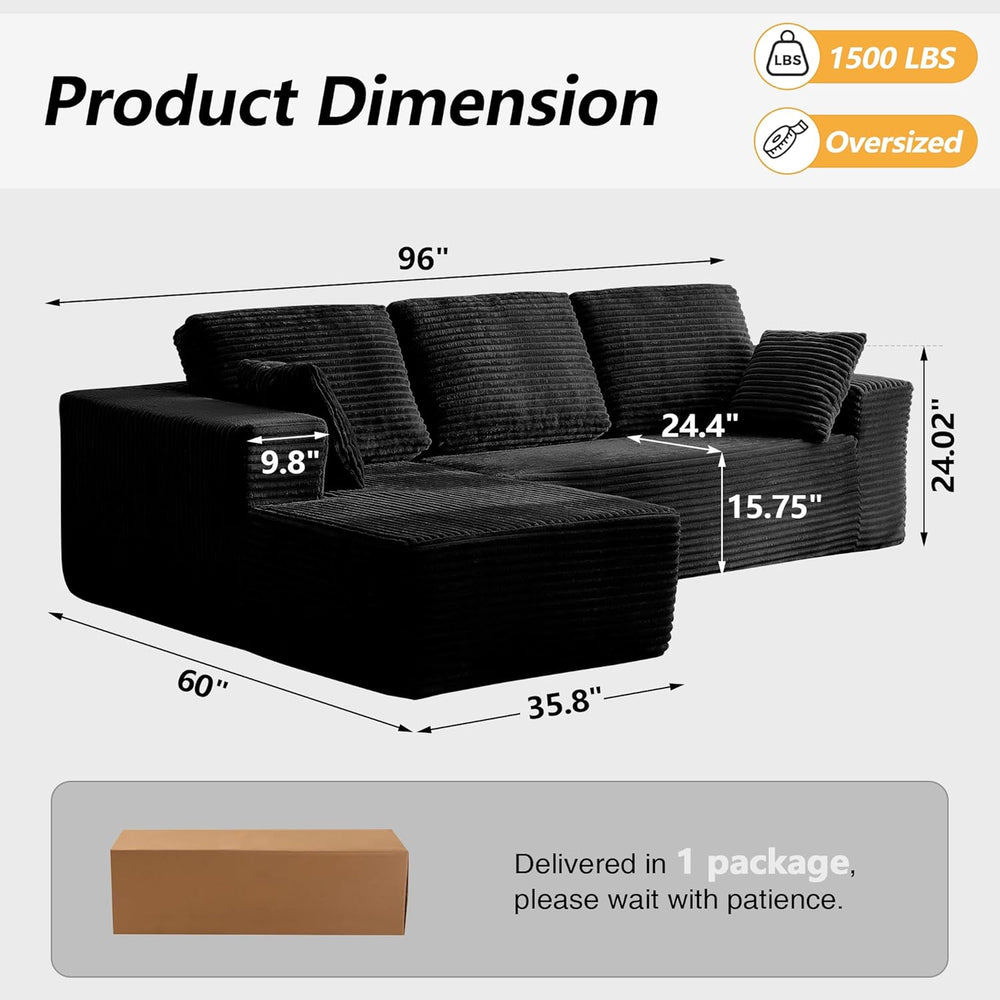 Modular L Shaped Sectional Couch, Cloud Style Sofa with Deep Seat Cushions, S...