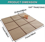 MYOYAY Large Japanese Tatami Mat 71x 71in Large Summer Breathable Sleeping Mat Foldable Rattan Floor Mat Non-Slip Memory Foam Stitching Carpet Crawling Mats Living Room Bedroom Playroom Yoga