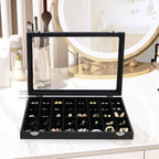 Wudygirl Jewelry Organizer 40 Grid Earring Holder Organizer with Clear Lid Jewelry Box for Rings Earrings Bracelets Storage Display Case for Women