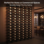 Large Wall Mount Wine Rack, 16 Tier 64 Bottle Wine Storage Organizer Display Holder, Metal Liquor Display for Wine Cellars, Home Bars, Kitchens, and Dining Rooms (Black, 64 Bottles)