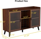 Wine Bar Cabinet with Led Light, Home Coffee Cabinet with Wine & Glass Rack | Kitchen Buffet Sideboard with Storage Shelves, Freestanding Liquor Cabinet for Living Room, Dining Room (Walnut)