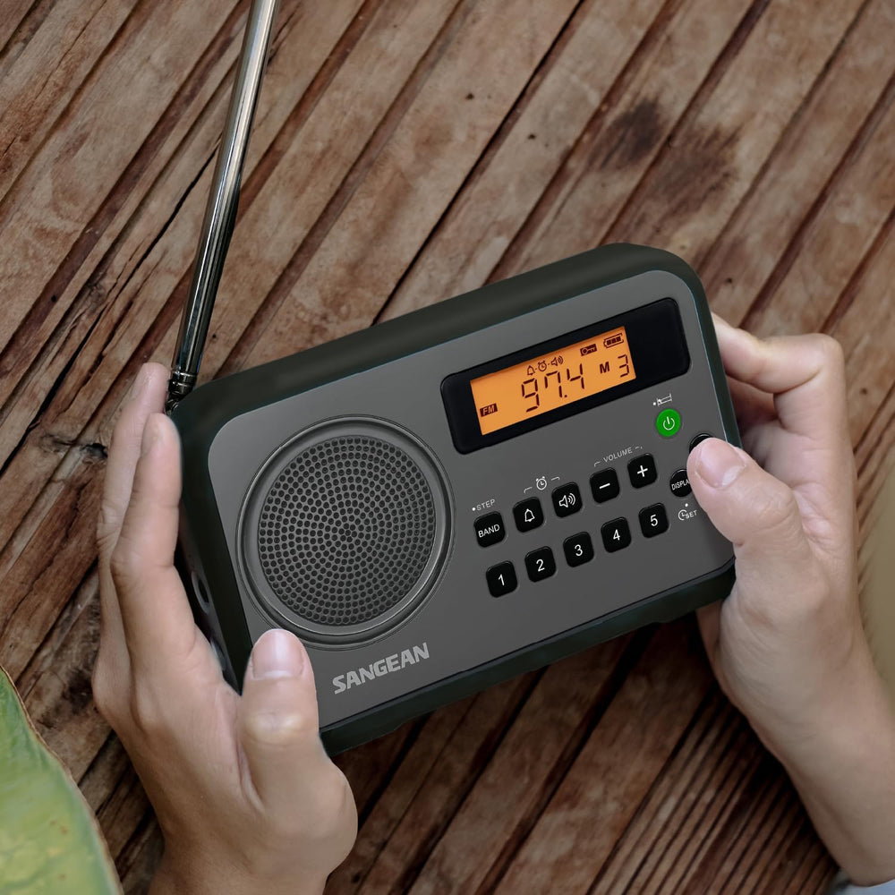 Sangean PR-D18BK AM/FM/Portable Digital Radio with Protective Bumper (Gray/Bl...
