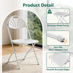Folding Chair 2 Pack, Portable Foldable Chair with Ergonomic Design Back&Seat, Plastic Chairs for Party Wedding Dinning Indoor&Outdoor Use, Metal Frame Supports up to 350lbs, White