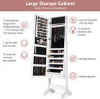 WATERJOY Jewelry Organizer with Full Body Standing Mirror Jewelry Holder Storage 4 Angle Adjustable Lockable Jewelry Cabinet Jewelry Armoire