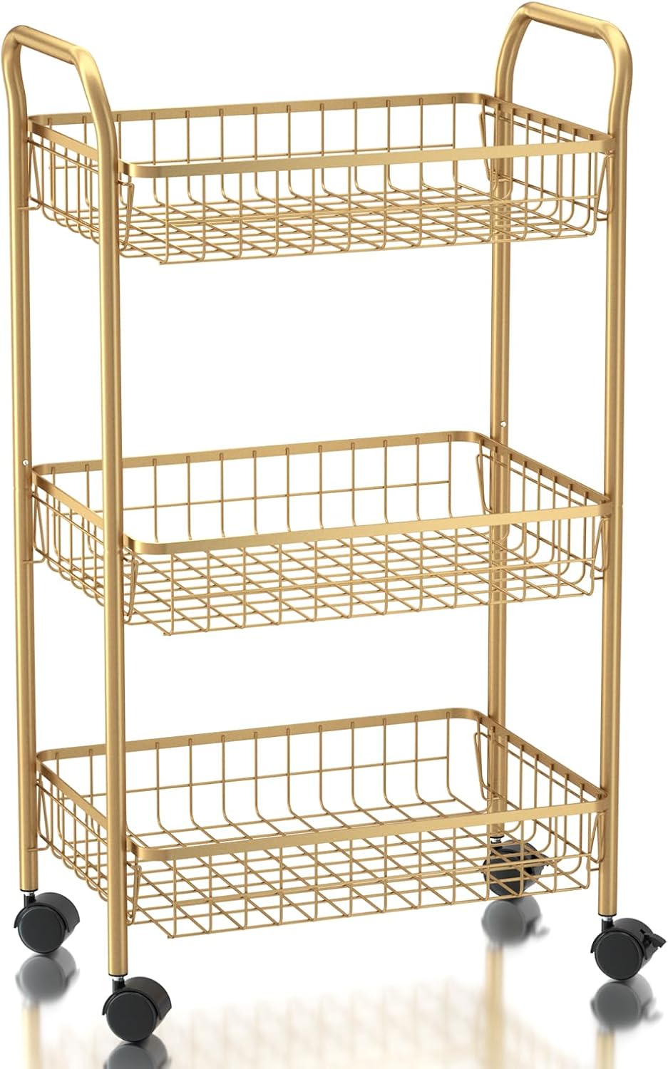 3 Tier Rolling Utility Cart, Storage Trolley Service Cart with Wheels Easy As...