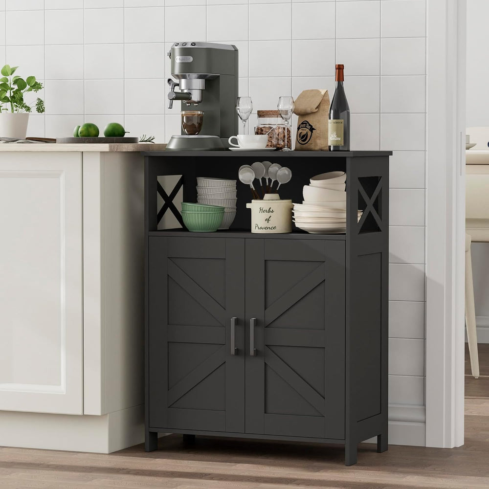 Homhedy Farmhouse Bathroom Storage Cabinet with Doors, Small Floor Cabinet