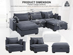 asunflower Matching Large Storage Ottoman for Sectional Sofa, Oversized Foldable Footrest Stool with Lid, Dark Grey Corduroy Bench - 37.4" Extra Wide