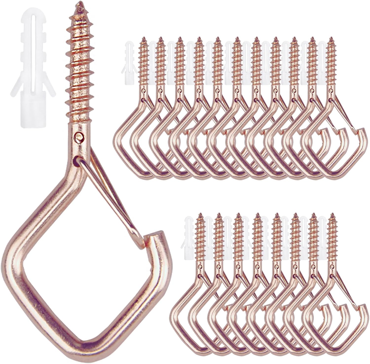 20PCS Eye Screw Hooks for Hanging Heavy Duty with Safety Buckle.Metal Ceiling Hooks for Hanging Plants,Cup,Wind Chime,Bird Feeders,String Lights at Indoor&Outdoor,2.36 Inch(No Drill Bit)