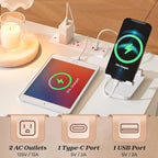 Huuger Nightstand with Charging Station, White Nightstand with 2 Drawers, Bed Side Table for Bedroom, Bedside Table with Storage, Modern Nightstands, Metal Knobs, Painted Surface