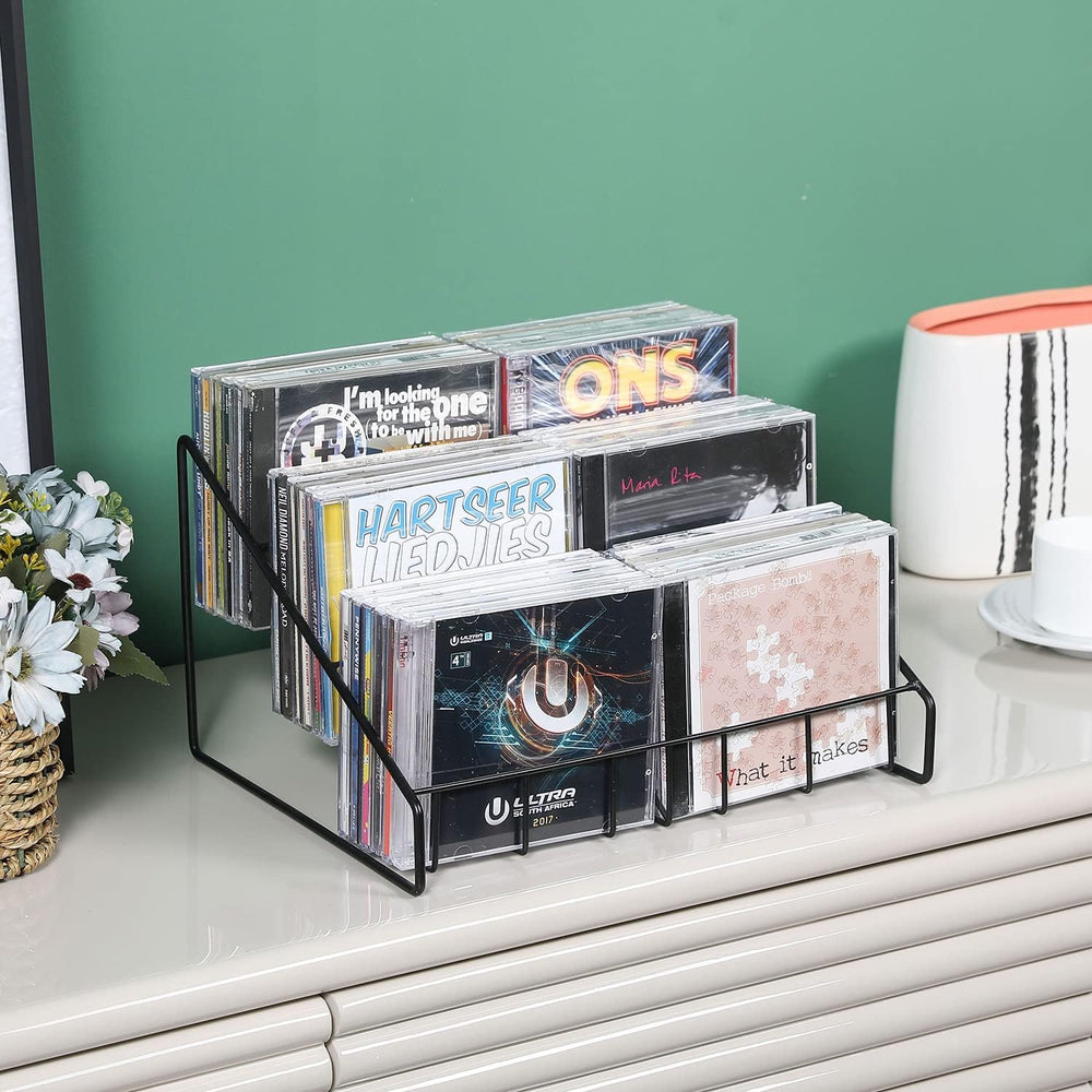 MyGift CD Display Stand, CD Rack Tower, 3-Tier DVD Stand Holder, Tabletop Com...